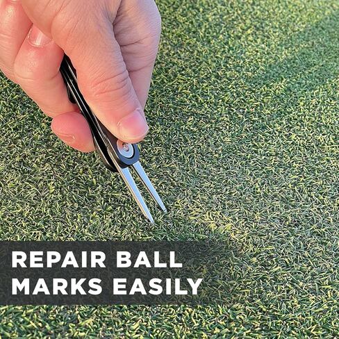 أداة إصلاح KeySmart Golf Divot قابلة للطي داخل منظمات المفاتيح KeySmart تناسب سلاسل المفاتيح أيضًا، ملحق أداة EDC للجولف سهل الاستخدام لإزالة علامات الكرة (فضية من الفولاذ المقاوم للصدأ، مقاس واحد). in Kuwait