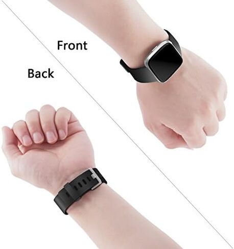 Wepro Sport Bands Compatible with Fitbit Versa 2 Bands for Women Men | Soft Band Compatible with Fitbit Versa Bands, Waterproof Breathable Replacement Wristband Strap for Versa Lite, Large, Black in Kuwait