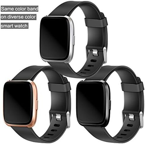 Wepro Sport Bands Compatible with Fitbit Versa 2 Bands for Women Men | Soft Band Compatible with Fitbit Versa Bands, Waterproof Breathable Replacement Wristband Strap for Versa Lite, Large, Black in Kuwait