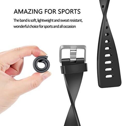 Wepro Sport Bands Compatible with Fitbit Versa 2 Bands for Women Men | Soft Band Compatible with Fitbit Versa Bands, Waterproof Breathable Replacement Wristband Strap for Versa Lite, Large, Black in Kuwait