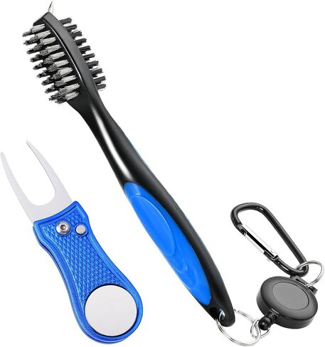 أداة جولف معدنية قابلة للطي بالكامل من Mile High Life مع علامة كرة مغناطيسية ومنظف أخدود النادي مع فرشاة ومجموعة كومبو سلك تمديد قابل للسحب (عبوتان متعدد الألوان) in Kuwait