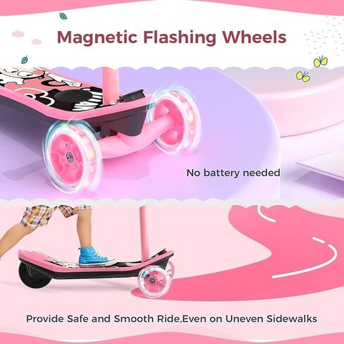 isinwheel ميني برو سكوتر كهربائي للأطفال الذين تتراوح أعمارهم بين 3-12، سكوتر كهربائي بثلاث عجلات للبنين / البنات، سكوتر كهربائي للأطفال مع عمر بطارية طويل، عجلات LED وامضة، 3 ارتفاع قابل للتعديل in Kuwait