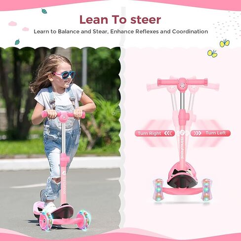 isinwheel ميني برو سكوتر كهربائي للأطفال الذين تتراوح أعمارهم بين 3-12، سكوتر كهربائي بثلاث عجلات للبنين / البنات، سكوتر كهربائي للأطفال مع عمر بطارية طويل، عجلات LED وامضة، 3 ارتفاع قابل للتعديل in Kuwait