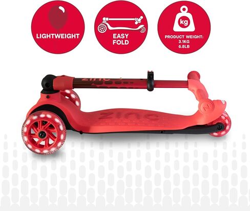 Flyte Three Wheeled Folding Scooter - Foldable Kick Scooter with Light Up Wheels and Adjustable Height for Girls and Boys Ages 3+ in Saudi Arabia