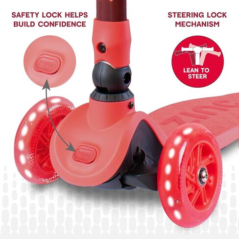 Flyte Three Wheeled Folding Scooter - Foldable Kick Scooter with Light Up Wheels and Adjustable Height for Girls and Boys Ages 3+ in Saudi Arabia