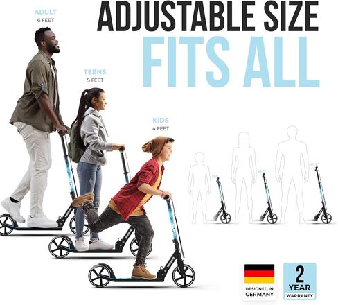 APOLLO Adult Scooter - Folding Kick Scooter for Teens and Adults Weighing up to 220 lbs. Foldable, with Big Wheels (XXL), and an LED Light-Up Wheel Option in Saudi Arabia