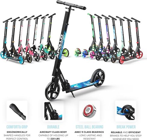 APOLLO Adult Scooter - Folding Kick Scooter for Teens and Adults Weighing up to 220 lbs. Foldable, with Big Wheels (XXL), and an LED Light-Up Wheel Option in Saudi Arabia