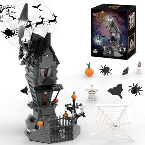 Haunted House Building Toys with Light, Night Before Halloween Haunted Mansion Building Set for Movie Fans and Kids, Compatible with Lego, 581 PCS