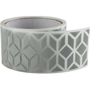 2 "Safety Silver Silver Tape Tape Stripe On At Fabric Clothing Heat Transfer Finyl M28 (2" × 33 قدمًا)