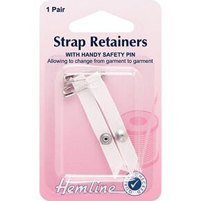 Hemline Shoulder Strap Retainer with Safety Pin White