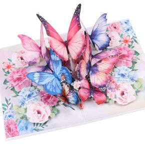 Pop Up Card,3D Butterfly Flowers Greeting Cards with Envelopes for Mother’s Day,Birthday,Valentines Day for Wife,Sister,Grandma,Girlfriends (Pink) in Saudi Arabia