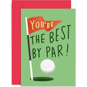 بطاقة Old English Co. أحسنت من أجله - بطاقة Happy Birhtday Happy Happy Birhted For Dad - "Best By Par" لاعب الجولف - أحسنت ، تهانينا ، عيد الأب - فارغًا مع Envelope