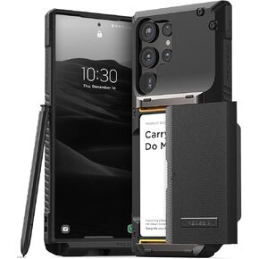 VRS DESIGN Damda Glide Pro Phone Case for [Galaxy S24 Ultra], Sturdy Semi Auto Card Holder Wallet [4 Cards] Case Compatible for S24Ultra (2024 / Groove Black)