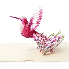 Hummingbird 3D Pop Up Mothers Day Card - Handmade Greeting Card, Beautiful Birthday Card for Mom, Wife - Unique Keepsake Gift, Warm & Loving Sentiment - Perfect for Mother's Day