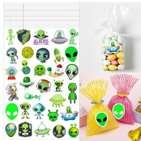 760 Green Alien Stickers Suitable for Outer UFO Space Alien Themed Birthday Party Supplies Decor Goodie Bag Stuffers temporary Tattoos