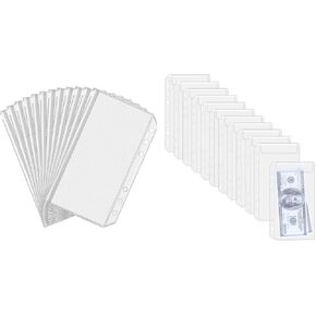 Antner 12PCS A6 Zipper Cash Envelopes Bundle | 12PCS No-Zipper Cash Envelopes
