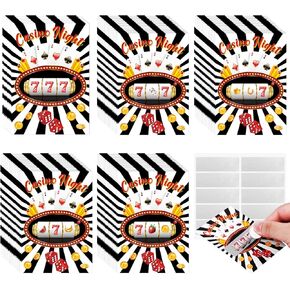 150 Sets Casino Theme Party Scratch Off Cards Casino Games Decorations Slot Machine Pattern Game Cards for Casino Game Night Party