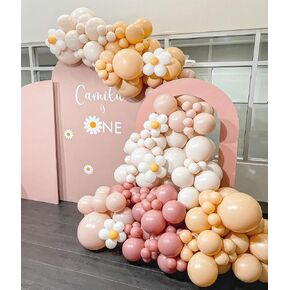 Daisy Balloon Garland Arch Kit - DIY 132PCS Double Studged Decorating Strip Kit for cream peach pastel pallonons dusty pink pallons for wedder
