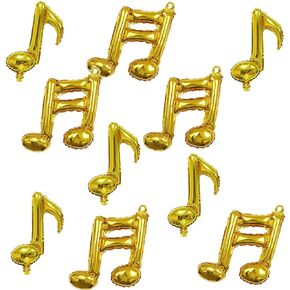 10 PCS Gold Musical Note Balloons Aluminium Poil - Guitar ، Silver ، عيد ميلاد سعيد ، زينة للحفلات الموسيقية للمنزل ، احتفالات في الهواء الطلق