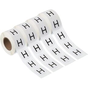 PATIKIL 1" Letter H Stickers, 4 Rolls Self-Adhesive Alphabet Round Circle Dots Labels for Organization Storage Inventory Boxes Scrapbook Craft 500Pcs/ Roll