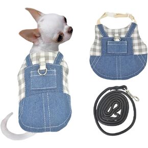 Fladorepet Dog Cat XXS Harness Leash for Teacup Chihuahua Yorkie ، XXS Dog Cloth Dress Vest Vast Frust for Mini Newborn Small Dogs Girl (Blue ، 3xS (bust 8.6inch))
