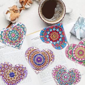 مرجعية مرجعية لطلاءات Heart Diamond Paints Kits مرجعية يدويًا ، إشارات مرجعية للفن الماسي DIY ، مرجعية جلدية لهدايا أعياد الميلاد ، هدايا عشاق الكتب ، البالغين وهدية الأطفال (6 أجهزة كمبيوتر)
