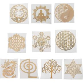 Angwang 10pcs 6.8cm 7 شقرا طاقة النحاس برج Orgonite ملصق زهرة الحياة الهرم راتنج الايبوكسي المواد صناعة المجوهرات