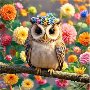hill froeistung 5D Owl Diamond Art Painting Kits for Adults,Bird,Flower Diamond dots, DIY Full Drill Diamond Art Painting Set for Home Wall Decor Gifts (12X12 inch)