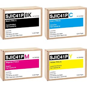 استبدال خراطيش الحبر SJIC41P لـ SJIC41P-BK SJIC41P-C SJIC41P-M SJIC41P-Y حبر COLLWORKS CW-C4000 طابعة ملصقات الحبر الملونة (4 حزمة)