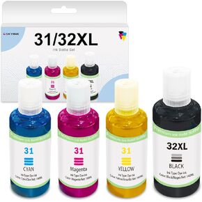 استبدال زجاجة إعادة ملء الحبر المتوافقة لـ HP 31 32XL Black Ink Bottle Smart Tank 5000 5101 6001 7301 ، بالإضافة إلى 651 551 555 450 455 ، 4 Pack (140ml 32 Black ، 100ml 31 Cyan Magenta Yellow)