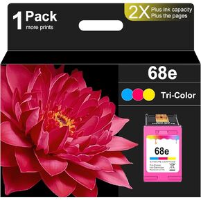 68E Color Ink Cartridge Placense for HP 68 68E Evomore Ink Works for Envy 6152E 6155E 6552E 6555E 6558E Printers ، Print 450 pages (1 pack)