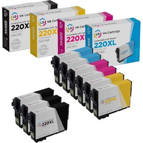 LD Products Remanufactured Replacement for Epson 220XL Ink Cartridges 220 XL T220XL to Use with WF-2760 WF-2750 WF-2630 WF-2650 XP-320 XP-420 XP-424 (3 Black, 2 Cyan, 2 Magenta, 2 Yellow, 9-Set)