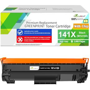 GREENPRINT【Can't Work with H P + Printer Model End with ''e'' with Chip Compatible Toner Cartridge 141X W1410X ( W1410A 141A ) High Yield for H P M110 M110w M139 M139w M140 M140w Printer