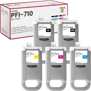 PFI-710 Ink Tank 700ml Replacement for Canon PFI-710MBK PFI-710BK PFI-710C PFI-710M PFI-710Y 2353C001 2354C001 2355C001 2356C001 2357C001 for imagePROGRAF TX-2000 2100 3000 3100 4000 4100 Printers