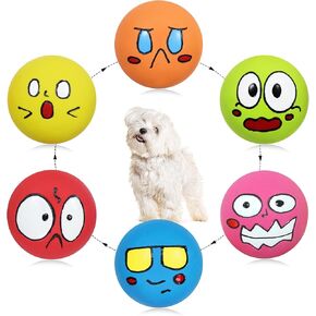 Squeaky Dog Toys, Natural Rubber Dog Balls Durable for Small & Medium Puppy/Dogs Playtime 6 Pcs/Set
