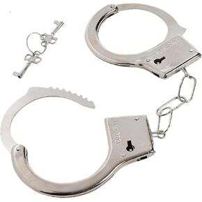 Fun Express Silver Metal Metal Heroes Frantcants with Keys (4 ") 6 Packs ، تصميم واقعي - مثالي لملحقات الأزياء للعب رجال شرطة وشرطة