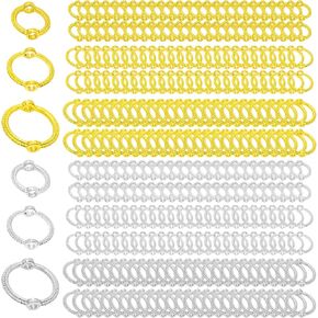 300Pcs Double Hole Bead Round Frames Links Connectors Assortment Set, 6# 8# 10# Gold & Silver Bead Frame Jewelry Making Findings for Beading Earring Bracelet Necklace Keychains DIY