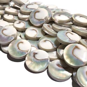 ABCGEMS METALLIC -SILVER MERMAID -NEUTILUS حبات مع فلاش قزحيات (كل قطعة تنتج حبة واحدة فقط من مركزها) السميكة - CORE SPOL - عملة 20 ملم (نصف حبلا - 10 حبات)