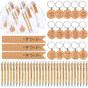 120 PCS Easter Christian Gifts تشمل آية الكتاب المقدس آية قابلة للسحب أقلامات مفتاحية ملهمة Kraft علامات أكياس أورجاني للتخرج تفضيلات تقدير يوم الأم الدينية