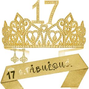 عيد ميلاد السابع عشر تيارا ، هدايا أعياد الميلاد للإناث البالغة من العمر 17 عامًا ، هدايا عيد ميلاد 17 للفتيات ، هدايا بيوم 17 ، 17 وشاحًا رائعًا ، تاج عيد الميلاد السابع عشر ، ديكورات عيد ميلاد 17 للفتيات ، عيد ميلاد 17