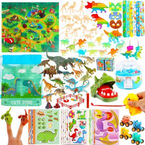 99Pack Dinosaur Party Favors - Toys مع سيارات Popper Dinosaur ، والوشم صفعة ، وشخصيات وأكثر لعيد ميلاد الأطفال وعطلاتهم
