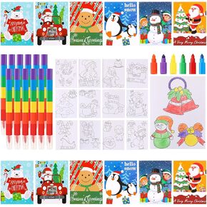 Cholemy 96 Pack 72/96 PCS عيد الميلاد كتب التلوين الكثافة مع تلوين الحفلات هدايا عيد الميلاد المصغرة كتب التلوين العطلة تخزين Goodie Bag Stuffers (النمط الكلاسيكي)