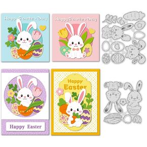 Origach Happy Easter Day Bunny and Eggs Dices Dies ، Waster Rabbit Metal Die Cuts for Card Card