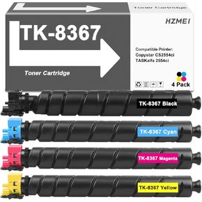 High Yield TK8367 TK-8367 Toner Cartridge Remanufactured Compatible for Kyocera TASKalfa Copystar CS2554ci TASKalfa 2554ci Printer (TK-8367K TK-8367C TK-8367M TK-8367Y)
