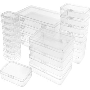 Guyuyii 24-Piece Small Plastic Storage Containers with Hinged Lids - Clear Storage for Crafts, Jewelry, Beads, and Small Items - Perfect for Organizing Art, Sewing Supplies, and Travel Essentials