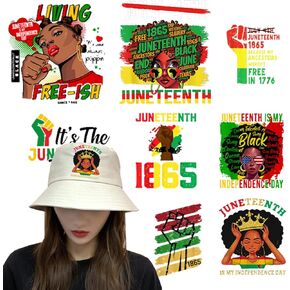 10pcs الحديد Juneteenth على الحديد النقل على بقع الاستقلال التذكاري يوم نقل الحرارة ملصقات الحديد جونيتي على الشارات لوسادة خزانة القمصان تغطي وسادة DIY الحرف اليدوية