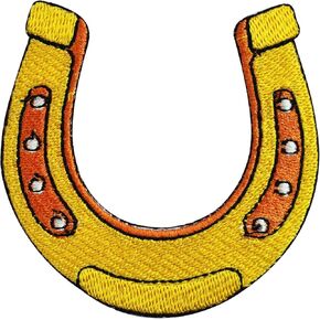 Horse Shoe Patch, Horse Patch, Horse Lovers Patch Embroidered Iron on Sew on Patch Badge for Clothes etc. 7x7cm
