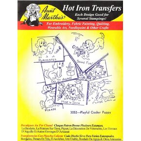 مرحة Cocker Spaniel Puppy Aunt Martha's Hot Iron Transfer