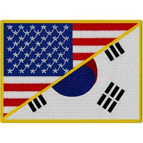 Embtao USA Flag American United States و Korea South Flag Patch Patch Dorsered Biker Biker Consique On Sew On Emblem
