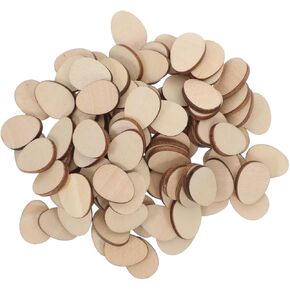 100pcs شرائح خشبية غير مكتملة على شكل بيضة أقراص خشبية 20 مم زخارف حلي خشبية لزينة عيد الفصح الحرفية DIY